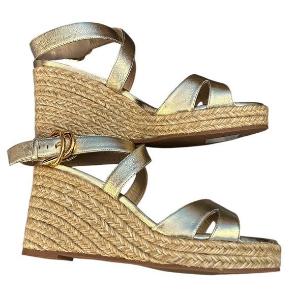 NWOT Stuart Weitzman Gold Zuzu wedge sandals - Picture 11 of 13